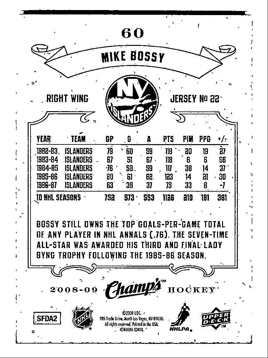 2008-09 Upper Deck Champ's Mike Bossy #60