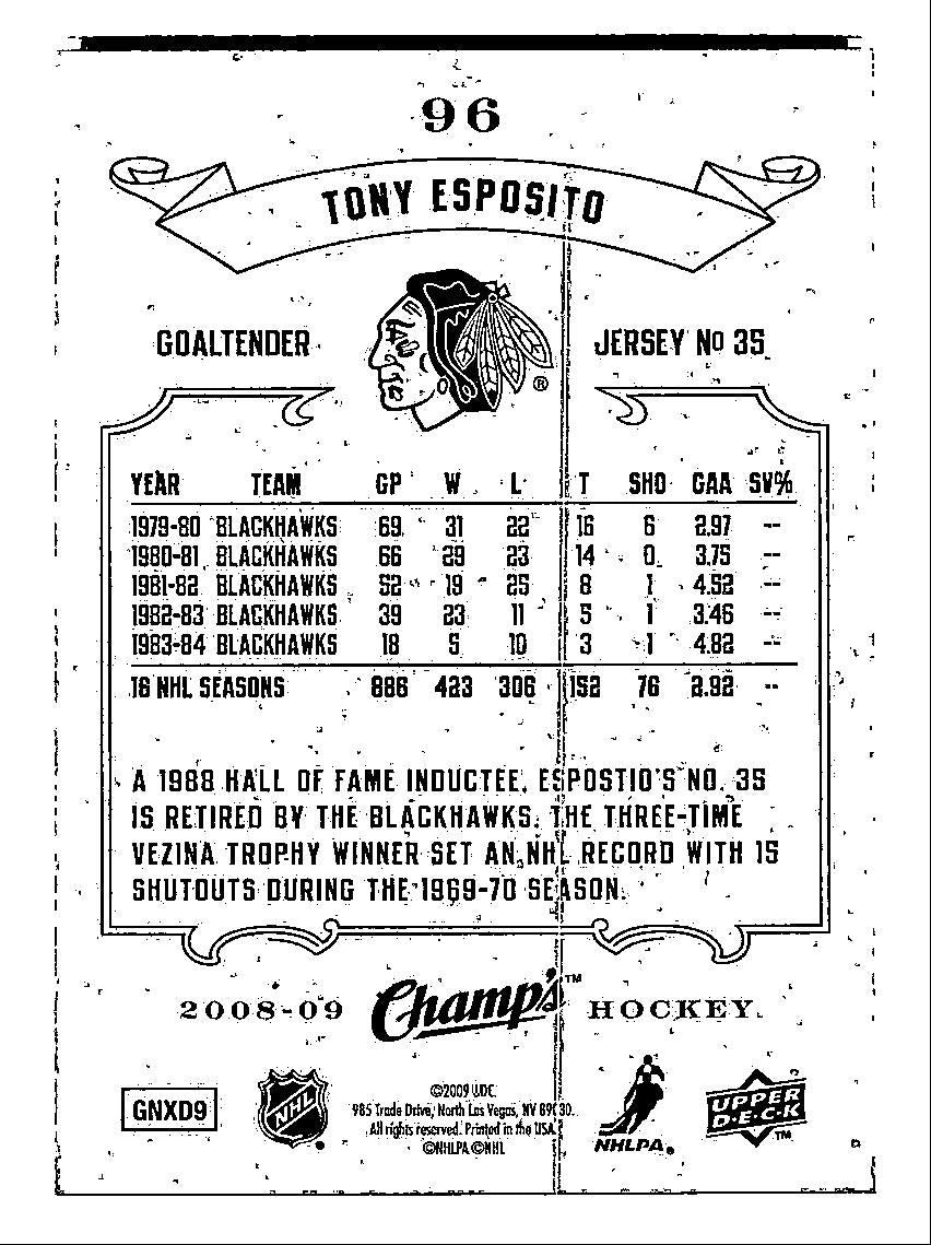 2008-09 Upper Deck Champ's Tony Esposito #96