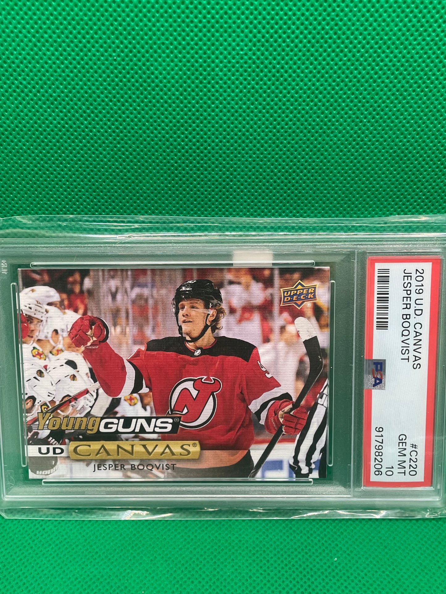 2019-20 JESPER BOQVIST UPPER DECK YOUNG GUNS CANVAS ROOKIE CARD PSA 10