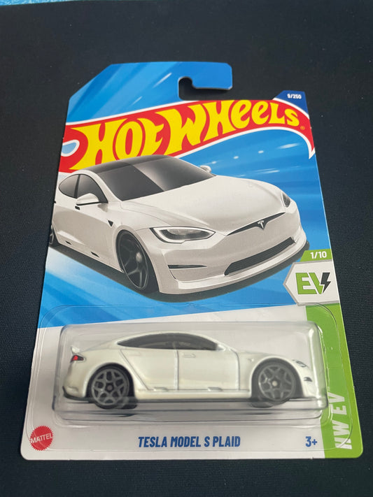 2025 Hot Wheels Tesla Model S Plaid White 9/250 Mainline 1/10