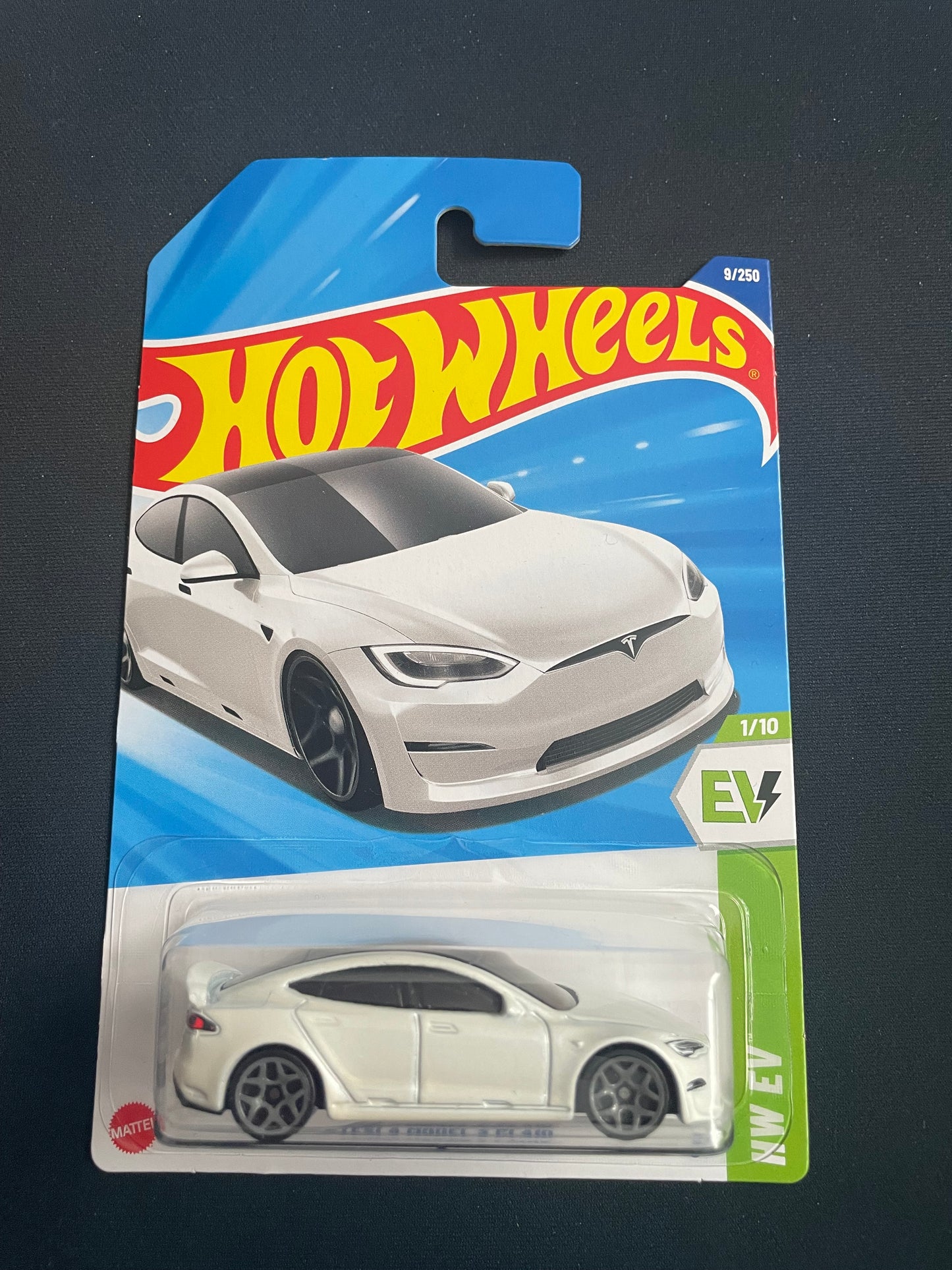 2025 Hot Wheels Tesla Model S Plaid White 9/250 Mainline 1/10
