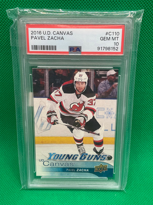 2016-17 PAVEL ZACHA UPPER DECK YOUNG GUNS CANVAS PSA 10 #C110