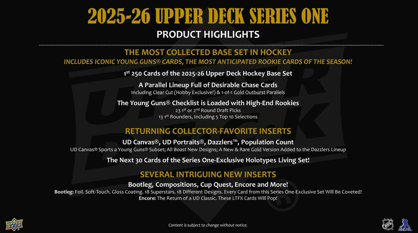 2025-26 Upper Deck Series 1 Hockey Hobby Box